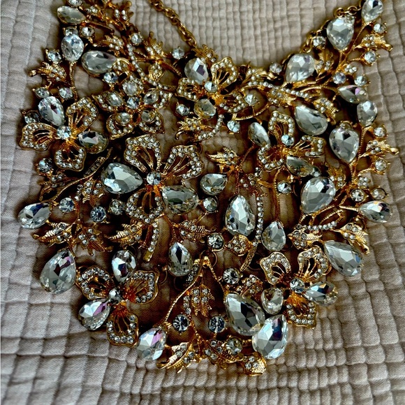 Vintage Chunky Necklace Amethyst Glass Crystal Statement Faceted Superb! - Picture 1 of 11